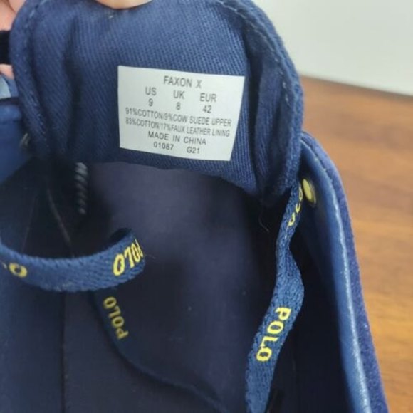 Polo Ralph Lauren Men's Canvas Faxon X Sneaker Navy Blue Size 9 W Extra Laces - Picture 4 of 7